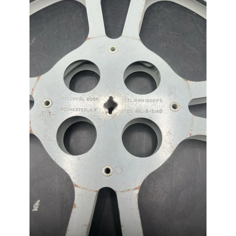 VTG Taylor Reel Corp 16MM 1200 Ft Metal Film Reel MIL-R-214D Rochester NY Gray